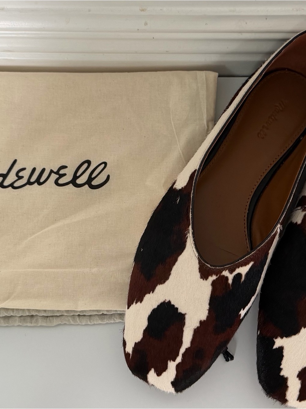 Madewell Cowhide-Print Ballet Flats in Brown & White